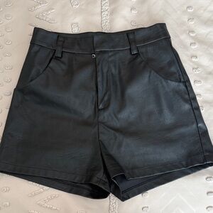 Tiger Mist Black High Waist Leather Shorts